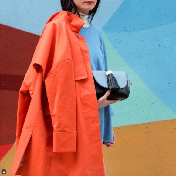 J. Crew Orange Twill Swing Trench Coat Jacket Size 2 - Picture 14 of 15